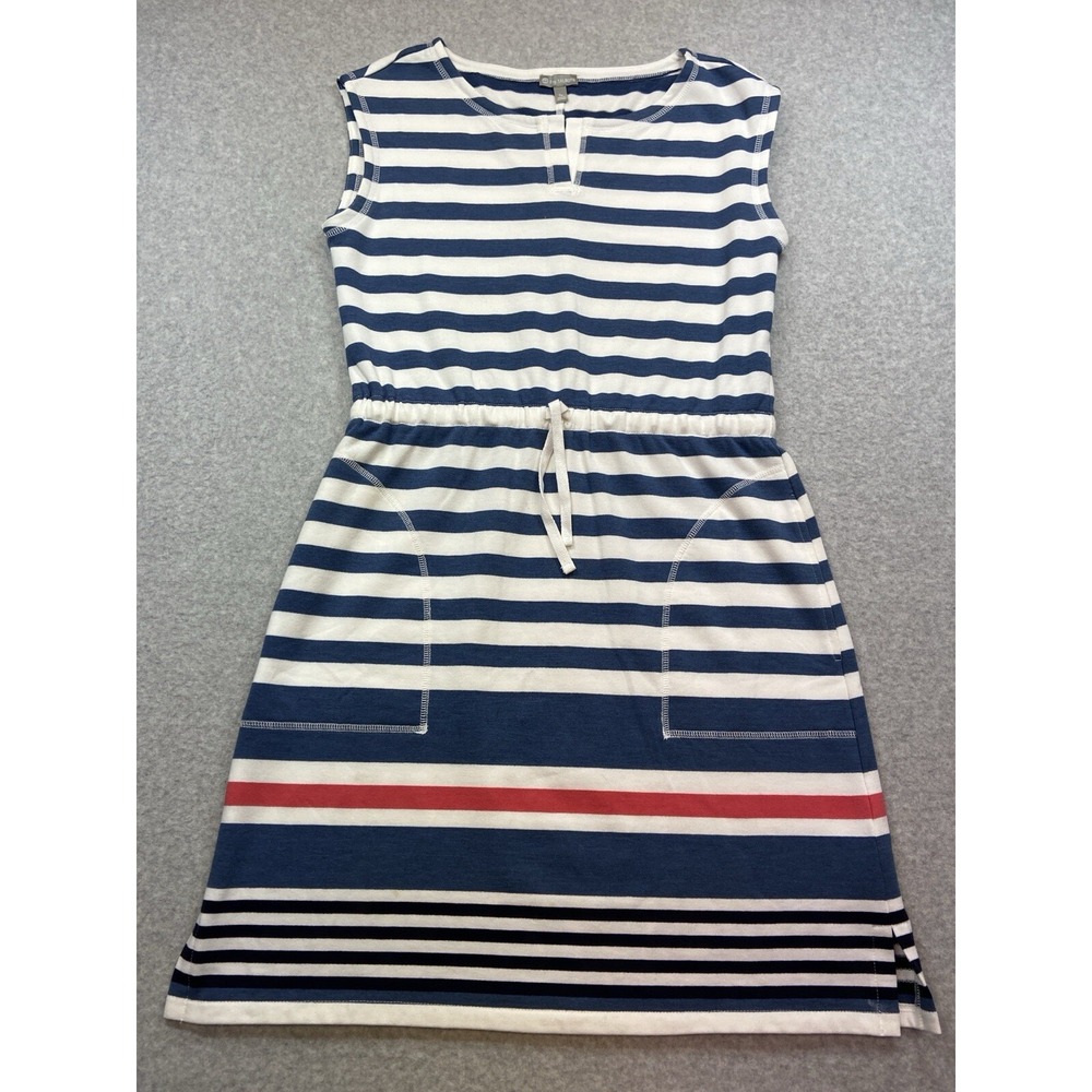 T by Talbots Dress Womens SP Blue White Stripe Drawstring Waist Pocket Knit Casu - Picture 5 of 11